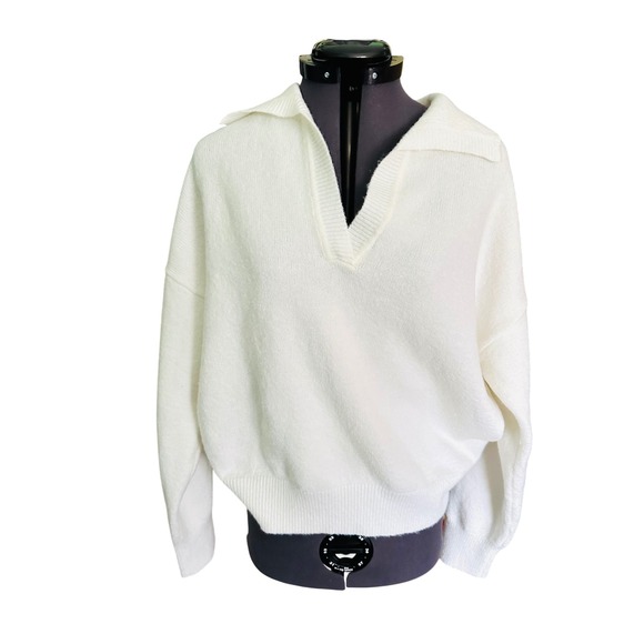 Elodie Sweaters - Elodie Cream Collared Knit‎ Pullover Sweater Top Women's Size S